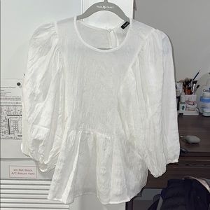 Boohoo White Peplum Top